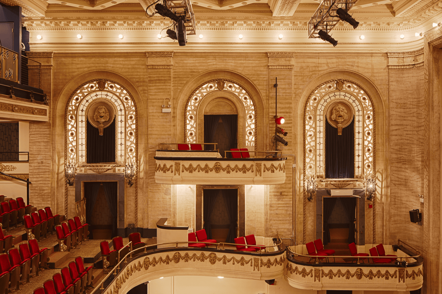 Image Description: Architectural facade detail of the Studebaker Theater