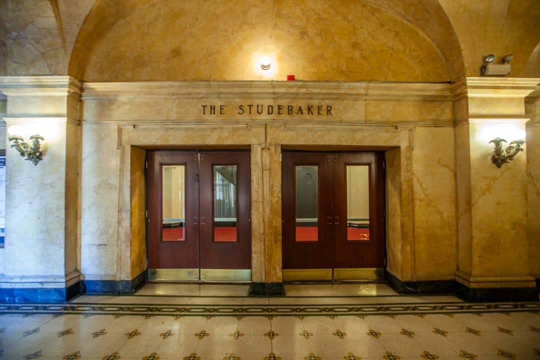 Image Description: Doorways leading into the Studebaker Theater.