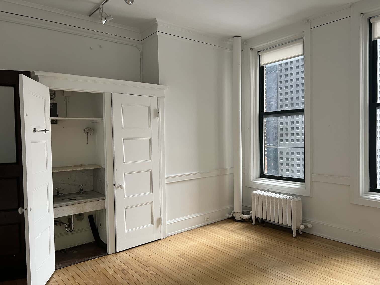 Small studio with windows