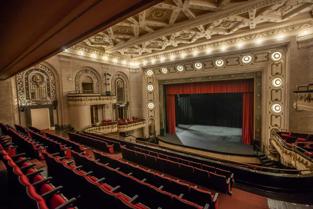 Image Description: Stage view of the Studebaker Theater, from Mezzanine level.